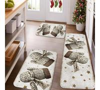 Winter Kitchen Mats for Floor, Knitted Mittens Cozy Decorative Rugs, Cushioned Comfort Washable Non Slip Mats for Kitchen Sinks Laundryroom Bathroom 3pcs
