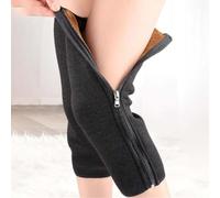 Winter Knee Warmer with Zip Fleece Lined 40 cm Brown 40 cm | Side zip, quick to put on and take off, can be worn over jeans, 40 cm length, warm fleece layer