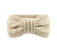 Winter Knit Headbands Women,1PC Knitted Headband Thermal Knit Headbands Elastic Bow Velvet Hairdbands for Women/Girls Outdoor Sports Skiing Running (White, One Size)