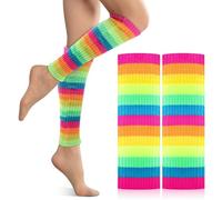 Winter Knit Leg Warmers for Women, Multicolored Girls Leg Warmers Footless Slouch Socks 80s Retro Dance Ballet Fancy Dress Hen Party Warm Athletic Stretch Knee High Socks