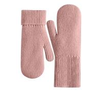 Winter Knitted Gloves Warm Full Fingers for Women with Improved Anti-Glove Fleece Lining Fur For Touring Skis (Pink, One Size)
