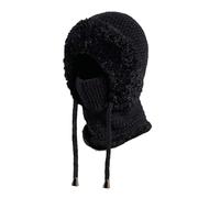 Winter Knitted Hat Warm Cycling Ski Women Windproof Hood Heavyweight Thermal Trapper Hat Plaid (Black, One Size)