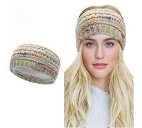 Winter Knitted Headband Women - Soft Warm Crochet Braided Ear Warmer Cozy & Stylish for Cold Weather (Beige)