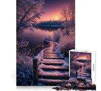 Winter Lake Scenery 1000 Piece Jigsaw Puzzle for Teenagers Smart Training Cozy Pastime Flawless Cut Bday Surprise (38x52cm)