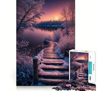 Winter Lake Scenery Jigsaw for Teenagers 1000 Pieces Mind Boost Fun Clean Cut Sturdy Components Heartwarming Gathering Activity (50x75cm)