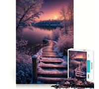 Winter Lake Scenery Jigsaws for Adults1000 Pieces Brain Memory Game Fine Cut Premium Finishing Engaging Way to Pass Free Hours (38x26cm)