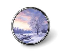 Winter Landscape Badge Holder Personalized Round Badge with Picture Pin Aluminum Alloy Button Pin Exquisite Brooch Fashion Button Badges Clothes Decorative Pins