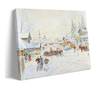 Winter Landscape by Konstantin Alexeevich Korovin, Impressionist Style Russian Village Snow Scene Art Print for Wall Decor Artworks Canvas Room Aesthetic Wall Art Prints Home Modern Decor Frame 08x12