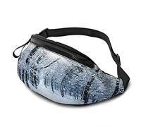 Winter Landscape Casual Waist Bag for Men Woman Snow Covered with Pines in Winter Path Park Scenery Durable Fanny Pack Enjoy Sport Hiking Running Cycling Outdoor