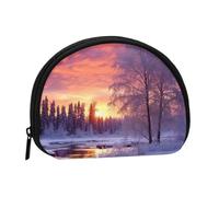 Winter Landscape Coin Purse Personalized Coin Bag for Women Men Change Purse Small Wallets with Zipper Mini Shell Coin Pouch Outdoor Shopping Change Storage Bag Handbags Gifts