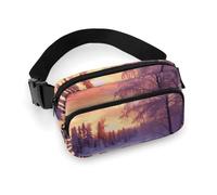 Winter Landscape Fanny Pack for Women Men Waist Bag Belt Bag Adjustable Casual Bag for Travel Sports Hiking, white, 7.9x5.1inches
