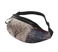 Winter Landscape Fanny Pack Waist Bag for Men Women Bum Bag with Headphone Jack and Adjustable Belt for Biking Running Jogging Traveling Outdoors Workout Cycling Fitness Hiking