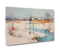Winter Landscape Gestural Canvas Print | Gallery Wrapped 30mm Frame Wall Art | 30x20 inches | Ready to Hang | Eclectic Landscape Picture | Living Room Bedroom Lounge Office