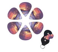 Winter landscape Guitar Picks 6 Pack 3 Different Thickness Celluloid Guitar Plectrums with Guitar Pick Holder Personalized Guitar Pick for Acoustic Guitar, Electric Guitar, Bass