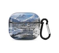 Winter Landscape in The Alps Bluetooth Earbuds Case Cover Full Body Shockproof Protection Hard Case Support Wireless Charging with Keychain Personalized Gift for AirPods 3