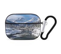 Winter Landscape in The Alps Earbuds Organizer Shockproof Protective Airpods Pro Cover with Carabiner Clip Anti Fall Carrying Earphone Case Cover for Airpods Pro 2nd Generation Black