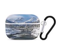 Winter Landscape in The Alps Earbuds Organizer Shockproof Protective Airpods Pro Cover with Carabiner Clip Anti Fall Carrying Earphone Case Cover for Airpods Pro 2nd Generation White