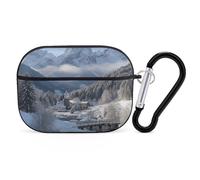 Winter Landscape in The Bavarian Alps Airpod Pro Case AirPods 2 Case for Women Hard Shell Protective Cover with Carabiner Keychain Compatible with AirPods Case 2nd 1st Generation, Front LED Visible Bl