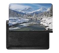 Winter Landscape in The Bavarian Alps Passport Holder PU Leather Slim Passport Cover with Card Slots Travel Document Holder Cover