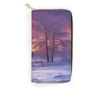 Winter Landscape Leather Wallet, Bifold Stylish Wallets, Credit Card Holder for Passport Covers, Purse Passport Bag for Men Women