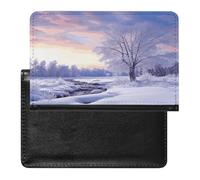 Winter Landscape Passport Holder PU Leather Slim Passport Cover with Card Slots Travel Document Holder Cover