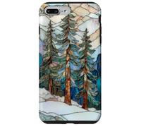 Winter Landscape Pine Trees Stained Glass Xmas Celestial Case for iPhone 7 Plus/8 Plus