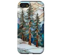Winter Landscape Pine Trees Stained Glass Xmas Celestial Case for iPhone SE (2020) / 7/8