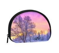 Winter Landscape Print Portable Mini Storage Bag Shell Shaped Wallet Small Coin Wallet Shell Storage Bag