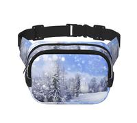Winter Landscape Print Unisex Square Double Layer Waist Bag Trendy Crossbody Fanny Pack Travel Workouts, Black, One Size