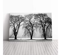 Winter Landscape Three Beautiful Trees Canvas Print | Gallery Wrapped 30mm Frame Wall Art | 24x16 inches | Ready to Hang | Modern Landscape Picture | Living Room Bedroom Lounge Office