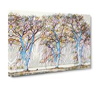 Winter Landscape Three Beautiful Trees Modern BG Canvas Print | Gallery Wrapped 30mm Frame Wall Art | 20x14 inches | Ready to Hang | Modern Landscape Picture | Living Room Bedroom Lounge Office