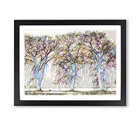 Winter Landscape Three Beautiful Trees Modern BG Framed Print | A3 Black Framed Wall Art | Ready to Hang | Modern Floral Picture | Living Room Bedroom Lounge Office