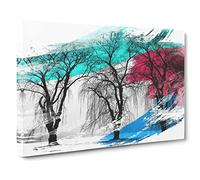 Winter Landscape Three Beautiful Trees V2 Canvas Print | Gallery Wrapped 30mm Frame Wall Art | 20x14 inches | Ready to Hang | Modern Landscape Picture | Living Room Bedroom Lounge Office