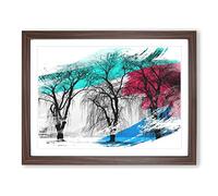 Winter Landscape Three Beautiful Trees V2 Modern Framed Print | A2 Walnut Framed Wall Art | Ready to Hang | Modern Floral Picture | Living Room Bedroom Lounge Office