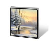 Winter Landscape Tree River Funny Lapel Pins Square Brooch Tie Suit Dress Accessories for Men Women Wedding Birthday