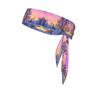 Winter Landscape Unisex Sports Head Tie - Double-Sided, Moisture-Wicking Workout Headband, Adjustable Knotted Band for Running, Yoga & Gym