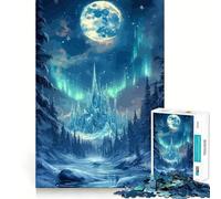Winter Landscape with Ice Castle And Aurora Jigsaws for Adults1000 Pieces Brain Memory Game Fine Cut Premium Finishing Engaging Way to Pass Free Hours (38x26cm)