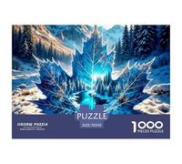 Winter Leaf Landscape Impossible Hard Challenging 1000 Pc Jigsaw Puzzle - Mystic Blue Owl Forest Recycled Paper for Home Wall Decor70x50cm/1000pcs