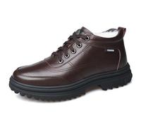 Winter leather boots with warm inner layer, casual outdoor charm for cold days, stylish shoes, high quality, suitable for everyday wear, leisure, brown, 10 UK