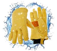 Winter Leather Work Gloves Non-Slip Windproof Cold Weather Driving Cycling Water Resistant Warm Gloves Thickened and Padded Warm Gloves Soft Comfortable
