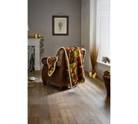 Winter Leaves Throw Rust - Cosy Sherpa Lined Leaf Print Blanket 130x170cm Deyongs Burnt Orange 130cm x 170cm