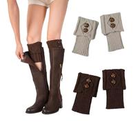 Winter Leg Warmers, 2 Pairs, Winter Warm Boot Cuffs for Women, Soft Knitted Twist Boot Cuffs, Knitted Boot Cuffs Short Leg Warmers, Short Ankle Warmers, for Girls Ladies Adults