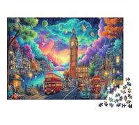 Winter London 1000 Piece Challenging Adult Jigsaws Big Ben with Bus Recycled Paper | Great Gift for Families 52x38cm/1000pcs
