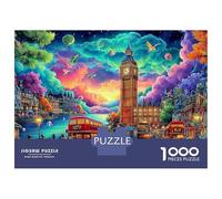 Winter London 1000 Piece Jigsaw Puzzles London Skyline with Aurora for Adult Educational Game Home Decoration Difficult Challenging Male And Female Birthday 70x50cm/1000pcs Gifts