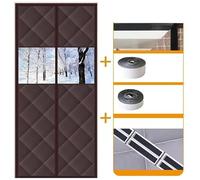 Winter Long Magnetic Stripe Cotton Home Thickened Door Curtains Thermal Insulation Partition Curtains Winter Cold Curtains(Coffee,95x220cm)