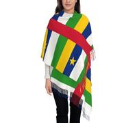 Winter Long Soft Warm Central African Republic national flag Scarves Wraps for women Faux Wool Spinning Tassel Shawl,Colorful