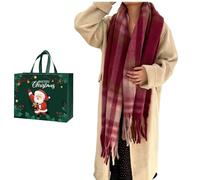 Winter Long Soft Warm Tartan Check Scarves Wraps for women Wool Spinning Tassel Shawl Long Stole