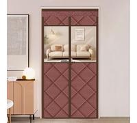 Winter Magnetic Windproof Door Curtain with Viewing Window, Thermal Insulated Door Cover, Oxford & Cotton Fill, Keeps Cold Air Out, Perfect for Living Room, Balcony(Brown,WxH 130x205cm/51.1x80.7in)