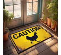 Winter Mat Caution: Rooster Crossing - Farm Safety Sign Doormat Restroom Decor Fall Door Decorations(50X80CM)