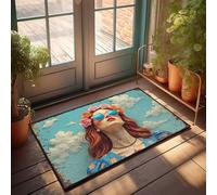Winter Mat Floral Crown Dream: A Whimsical Sky Adventure Doormat Restroom Decor Fall Door Decorations(40X60CM)